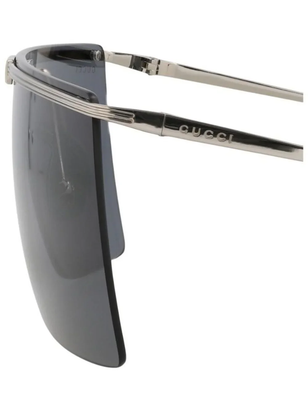 New Gucci Mens Shield/Wrap Silver Silver Grey Fashion Designer Sunglasses